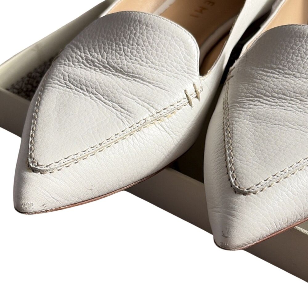 M.Gemi Stellato Loafers 36.5 Ivory Italian Leather Pointed Toe Slip On capsule - Picture 3 of 4